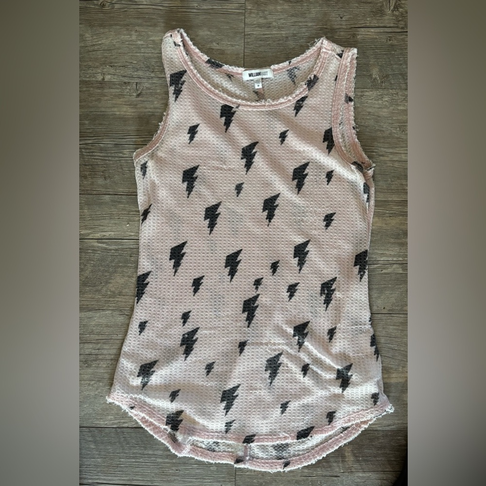 William Rast Blush Tank Top with Black Lightning Pattern